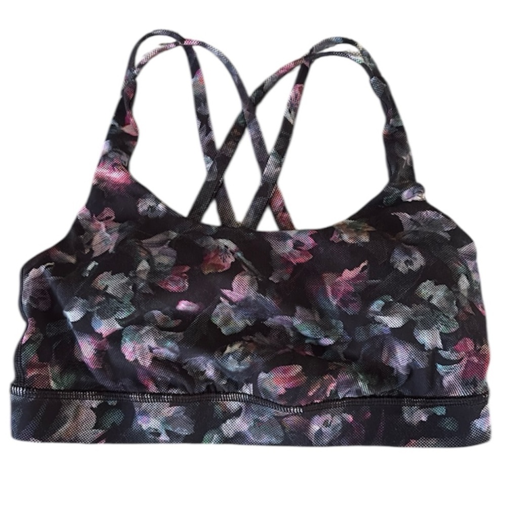 Lululemon Athletica Energy Sports Bra Black Floral Yoga Athletic Women’s 4